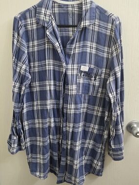 Blue White Plaid Button-Up Shirt "Courtney" Primark Medium